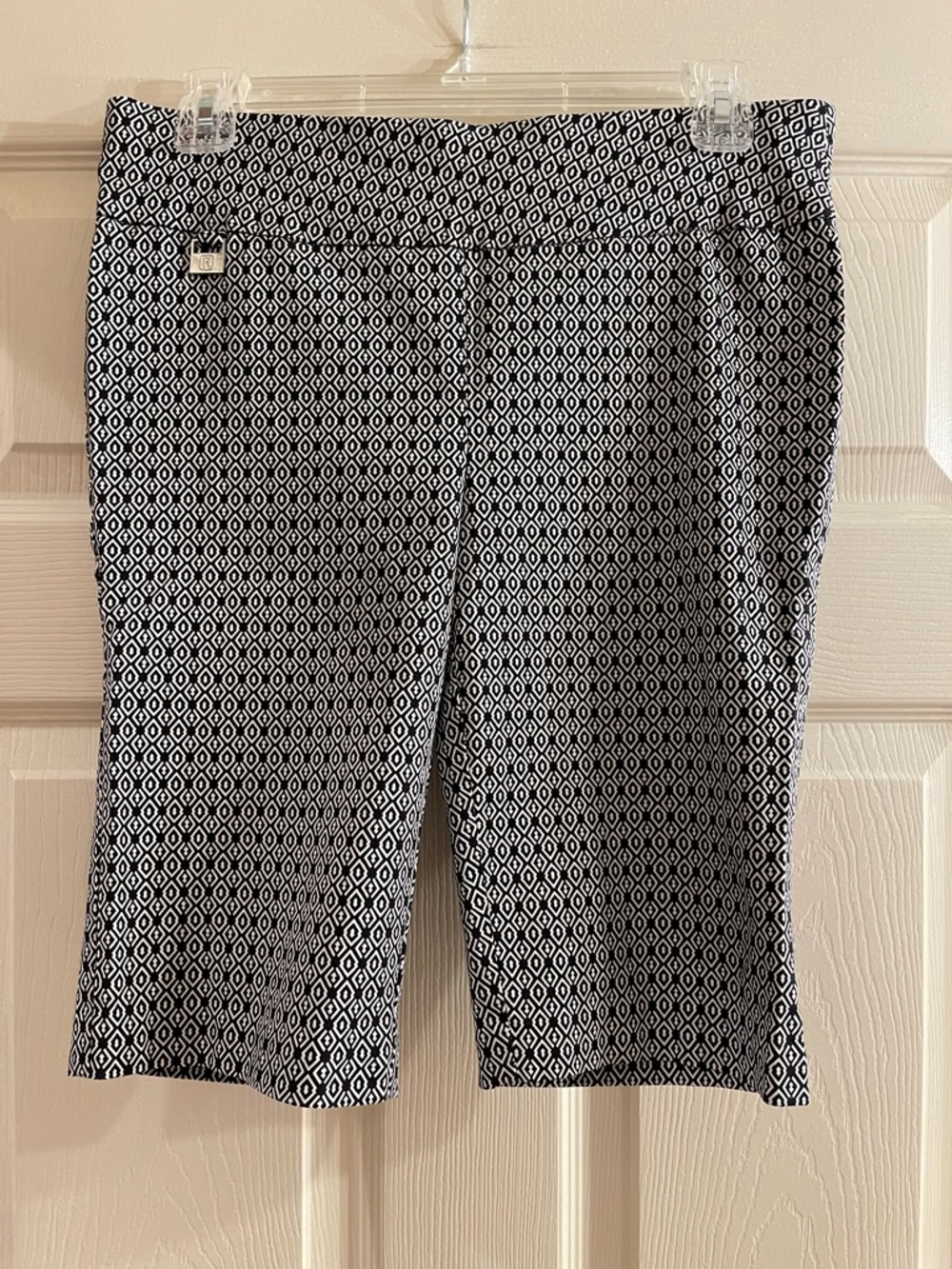 Rafaella Black & White Diamond Print Bermuda Shorts